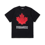 Dsquared2 Kids T-shirt Nera con Stampa Logo Foglia D'acero per Bambini