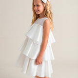 Blumarine Kids Abito Bianco con Balze per Bambine