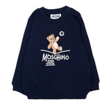 Moschino Kids Felpa Blu Navy con Stampa Orso per Neonati