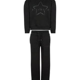 John Richmond Kids Tuta Nero con Stampa Logo Stella per Bambine