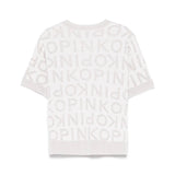 Pinko Kids T-shirt in Maglia con Logo All Over Bianco per Bambine