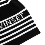 Twinset Kids Cappello in Maglia Bianco/Nero a Righe per Bambine (dettaglio)