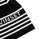 Twinset Kids Cappello in Maglia Bianco/Nero a Righe per Bambine (dettaglio)