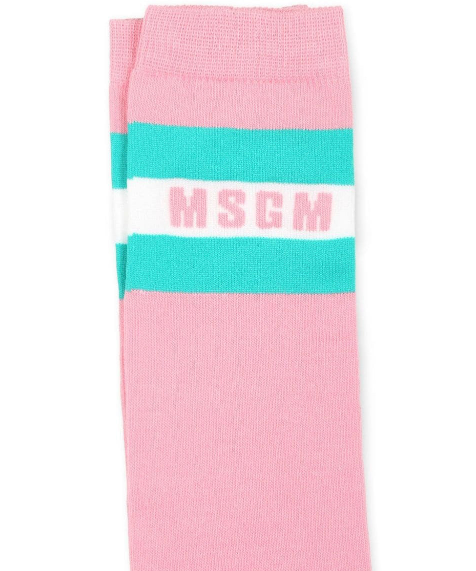 MSGM Kids Calzino Rosa con Logo per Bambine (retro)