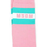 MSGM Kids Calzino Rosa con Logo per Bambine (retro)