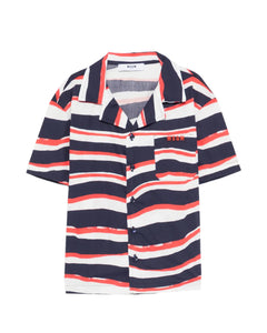 Msgm Kids Camicia Blu a Fantasia per Bambini