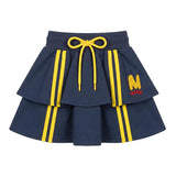MSGM Kids Gonna Blu Scuro con Strisce Giallo con Logo per Bambine