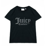 Juicy Couture Kids T-Shirt Girocollo Nera con Scritta in Strass per Bambine