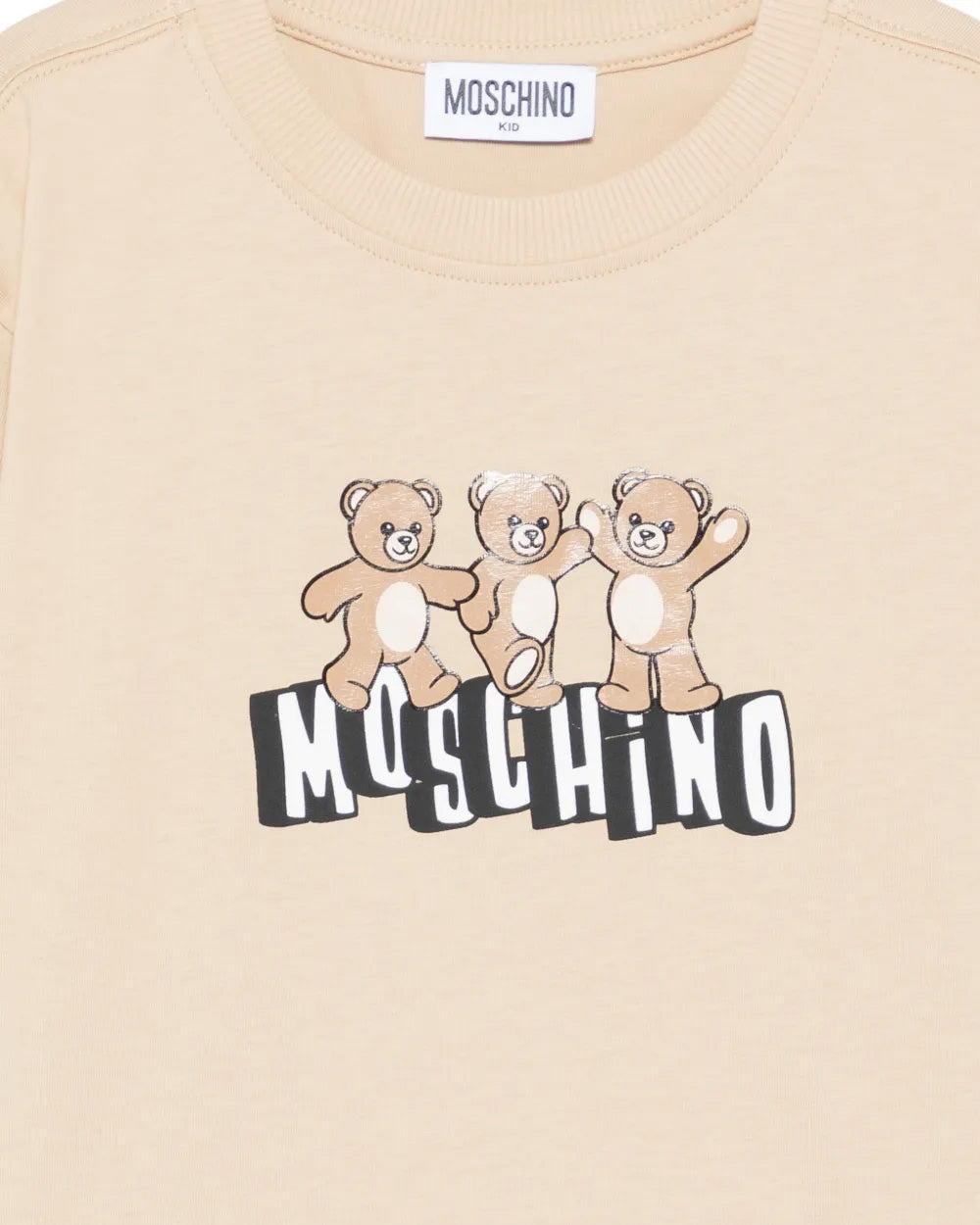 Moschino Kids T-shirt Beige con Logo Teddy Bear per Bambini