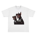 ArtSuperMoney Kids T-Shirt Bianco Stampa Cani con Strass per Bambini