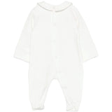Moschino Kids Tutina Panna con Colletto, Teddy Bear Ricamati e Logo Unisex per Neonati