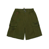 Dsquared2 Kids Military Green Bermuda Shorts with Pockets for Children
