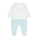 Moschino Kids Tutina Bianco/Cielo con Stampa Logo per Neonati (retro)
