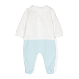 Moschino Kids Tutina Bianco/Cielo con Stampa Logo per Neonati (retro)