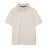 Boss Kids Polo Sabbia in Lana con Logo Ricamato per Bambini