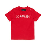 Dsquared2 Kids T-Shirt Rossa con Logo e Bottoni per Neonati