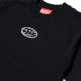 Diesel Kids T-shirt Cropped Nera con Logo Oval D per Bambine