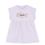 Moschino Kids Abito Lilla con Logo Teddy Bear per Neonate