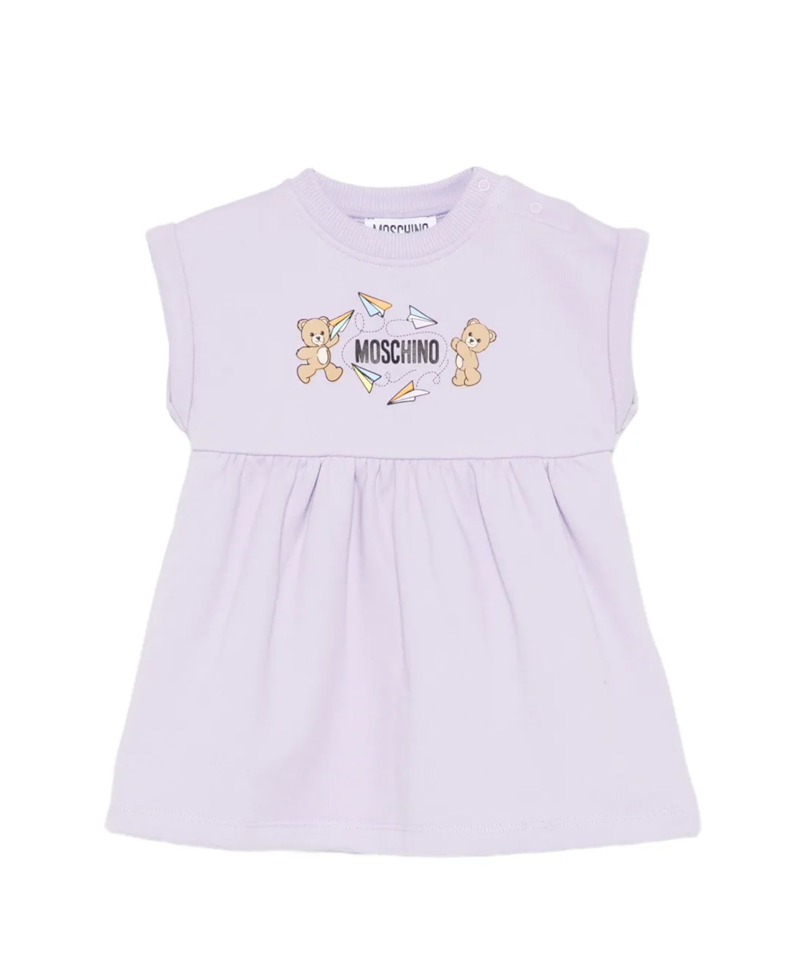 Moschino Kids Abito Lilla con Logo Teddy Bear per Neonate
