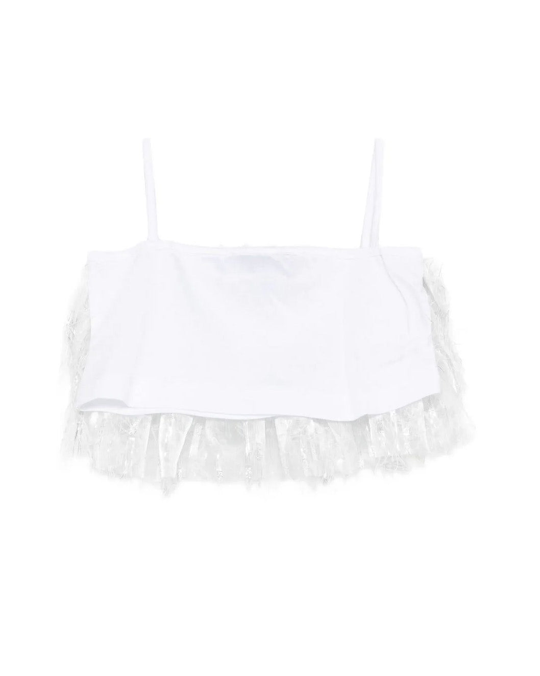 A'lapage Kids Top Bianco Frangiato per Bambine