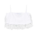 A'lapage Kids Top Bianco Frangiato per Bambine