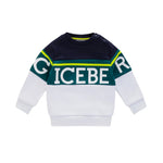 Iceberg Kids Felpa Bianca/Blu con Banda Logo per Neonati
