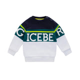 Iceberg Kids Felpa Bianca/Blu con Banda Logo per Neonati
