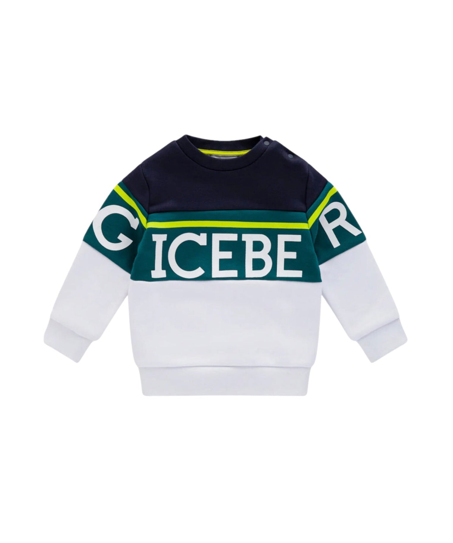 Iceberg Kids Felpa Bianca/Blu con Banda Logo per Neonati