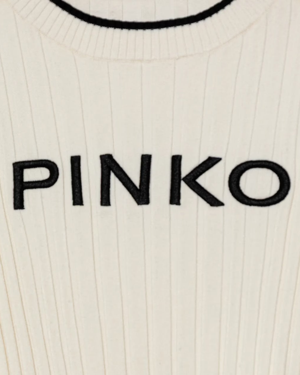 Pinko Kids MAglia Pinko Bianca a Costine  Manighe lunghe e Logo Frontale