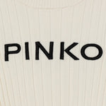 Pinko Kids MAglia Pinko Bianca a Costine  Manighe lunghe e Logo Frontale