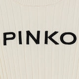 Pinko Kids MAglia Pinko Bianca a Costine  Manighe lunghe e Logo Frontale