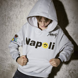 Barrow Kids Felpa Niagara Mist con Cappucio e Stampa 'Napoli' Unisex per Bambini