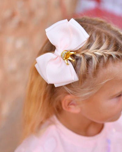 Angel's Face Kids Fermaglio per Capelli Pink Bow con Corona per Bambine