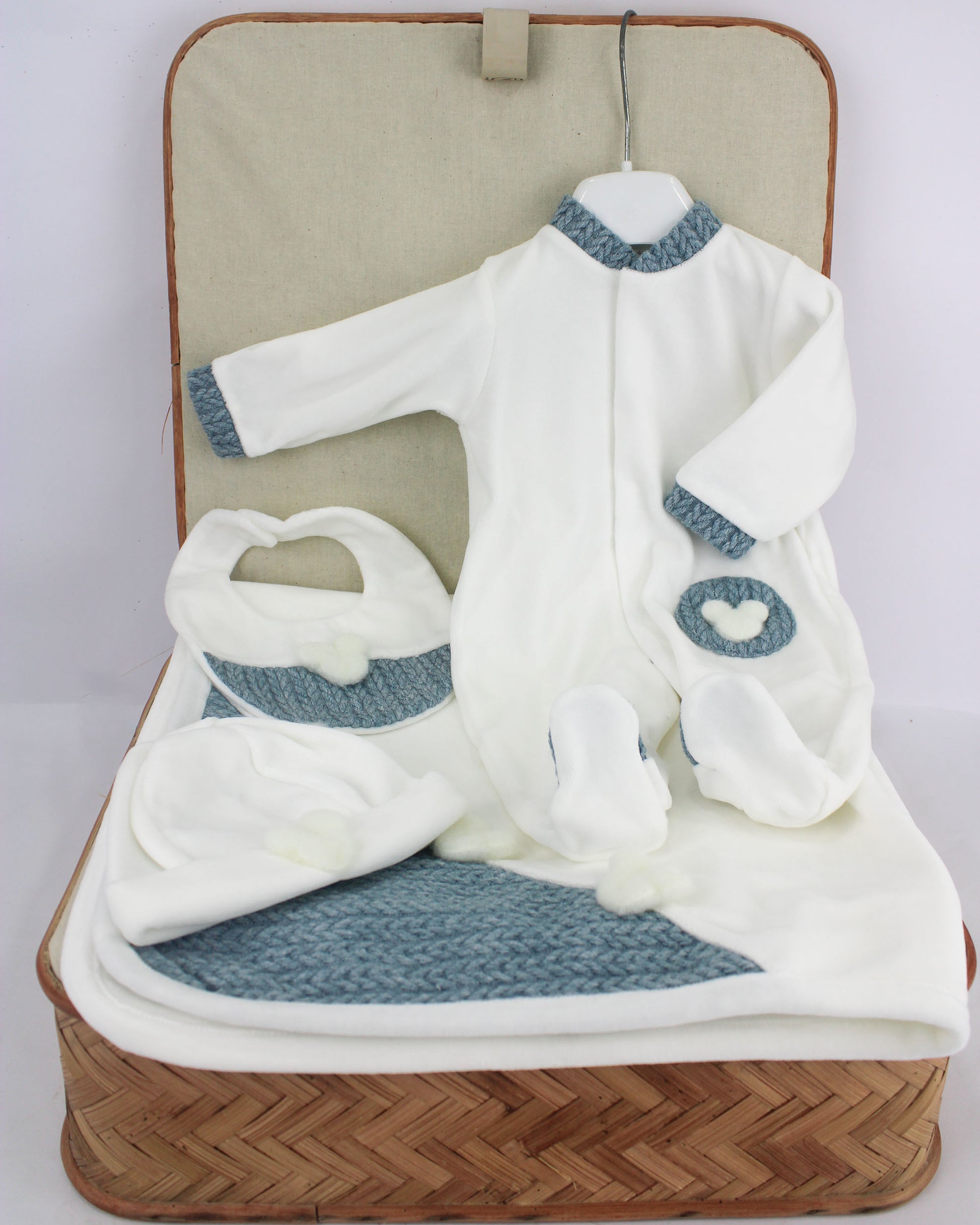 Deolinda Corredino Bianco/Denim con Tutina per Neonati