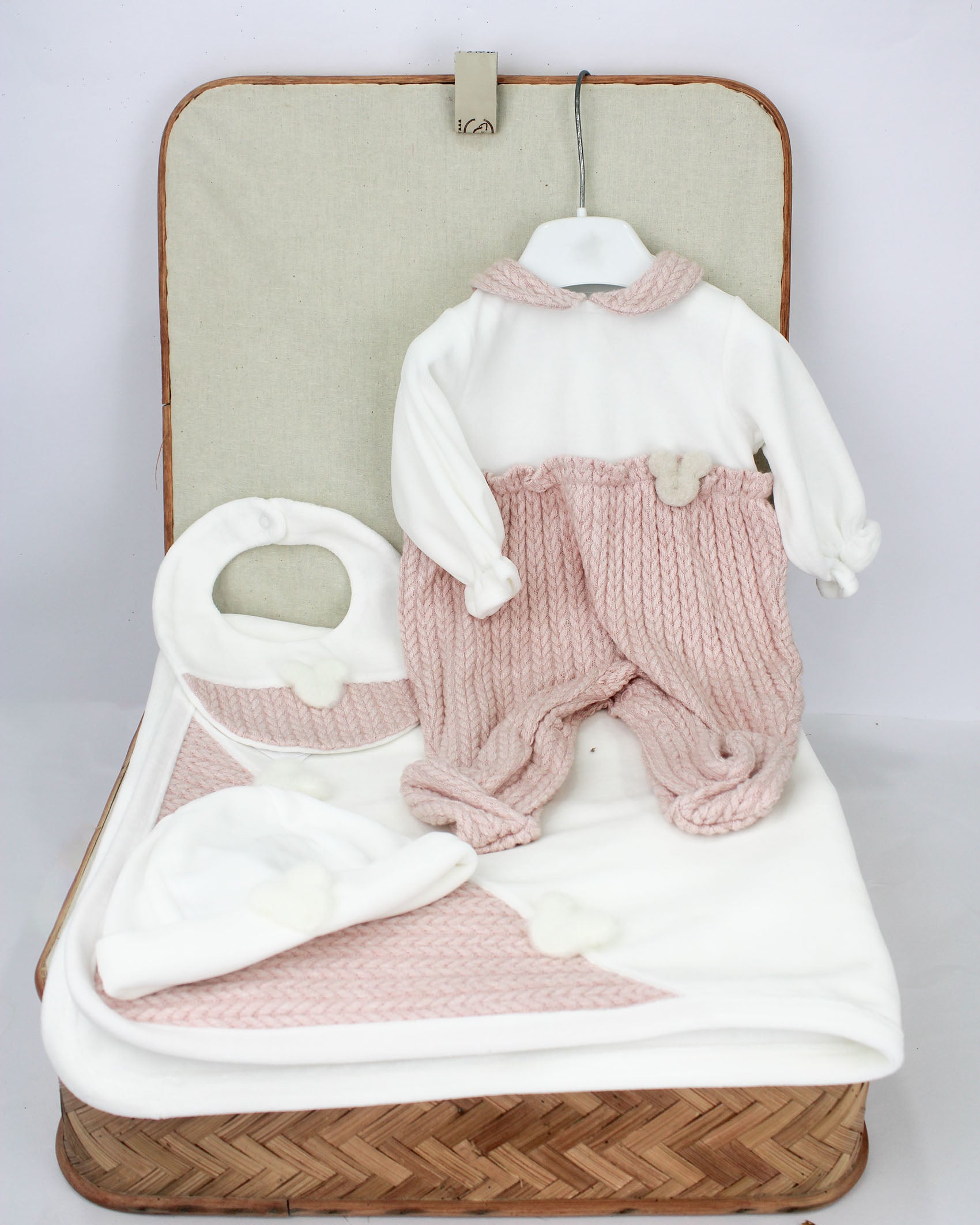 Deolinda Corredino Bianco/Rosa con Tutina per Neonate