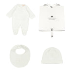 Elisabetta Franchi La Mia Bambina Kit Tutina + Bavetta e Cappello Avorio per Neonate