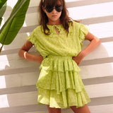 Pinko Kids Top Lime con Logo All-over