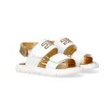 Elisabetta Franchi La Mia Bambina Sandalo Bianco/Oro con Logo per Neonate