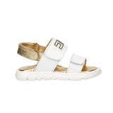 Elisabetta Franchi La Mia Bambina Sandalo Bianco/Oro con Logo per Neonate