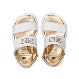 Elisabetta Franchi La Mia Bambina Sandalo Bianco/Oro con Logo per Neonate