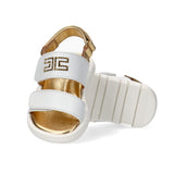 Elisabetta Franchi La Mia Bambina Sandalo Bianco/Oro con Logo per Neonate