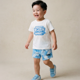 Msgm Kids Completo 2pz Bianco/Azzurro a Fantasia per Neonati