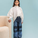 Elisabetta Franchi La Mia Bambina Jeans Wide Leg Denim Scuro per Bambine