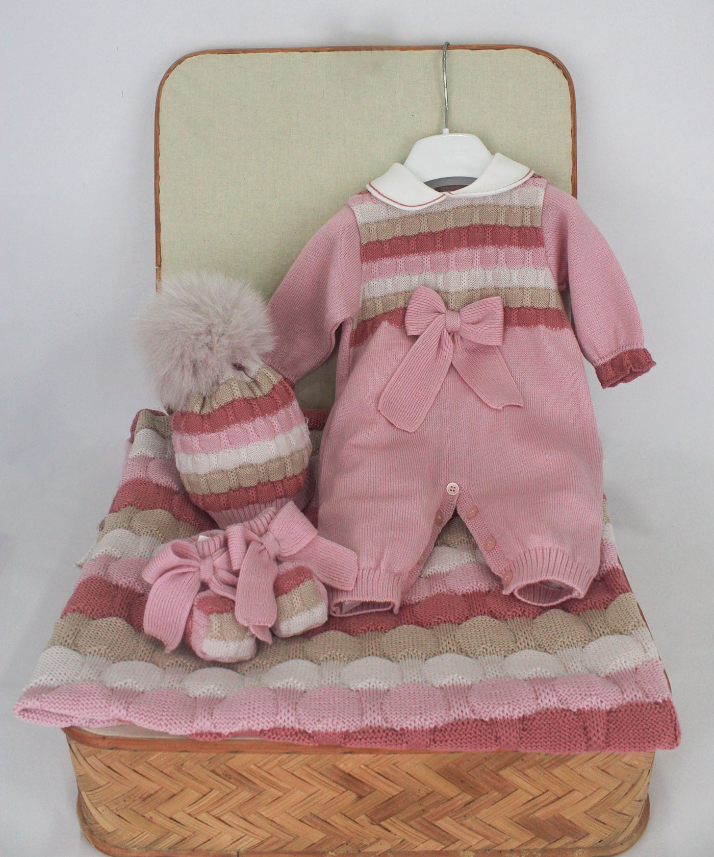 Marlu Corredino Multicolor con Fiocco Rosa per Neonate