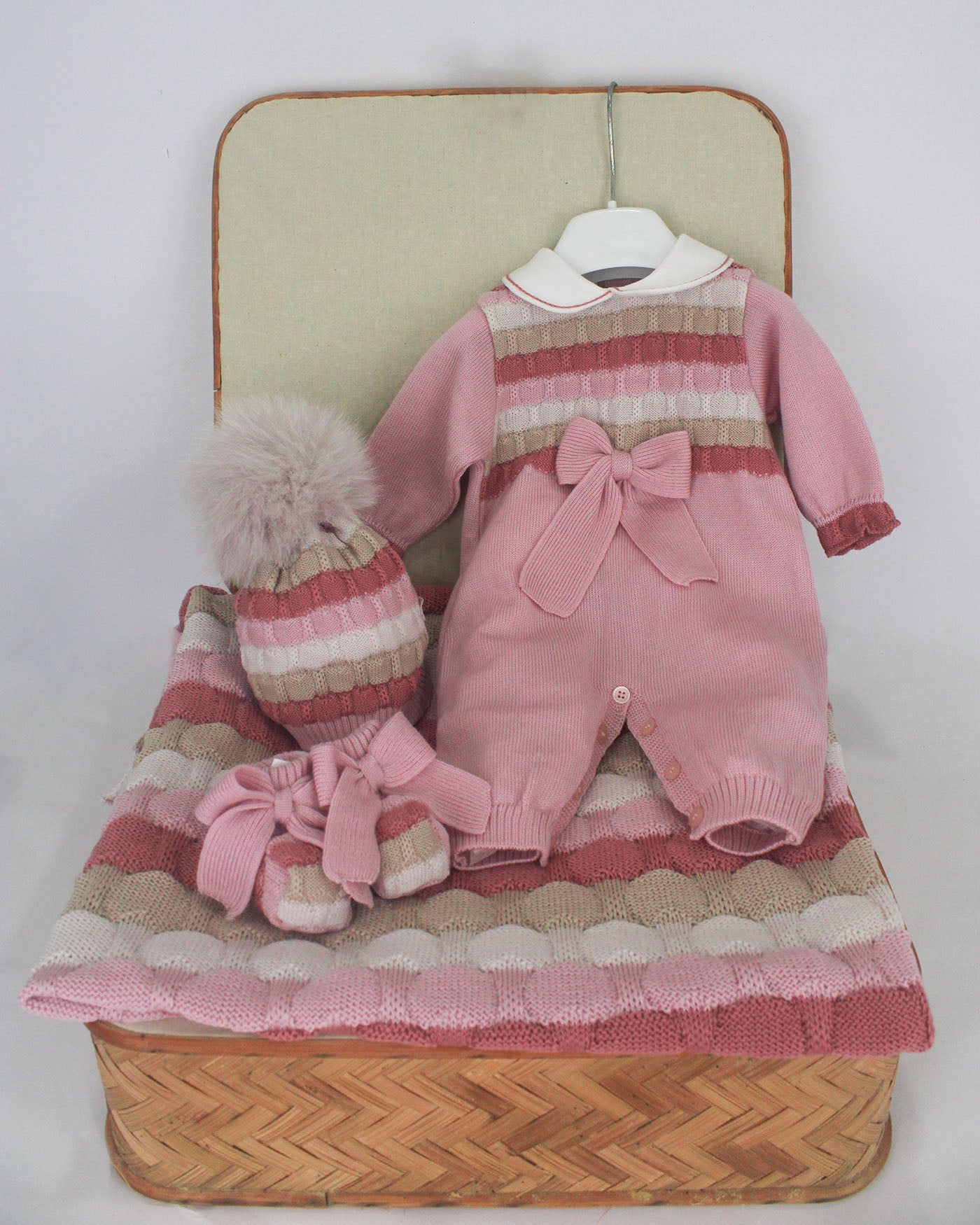 Marlu Corredino Multicolor con Fiocco Rosa per Neonate