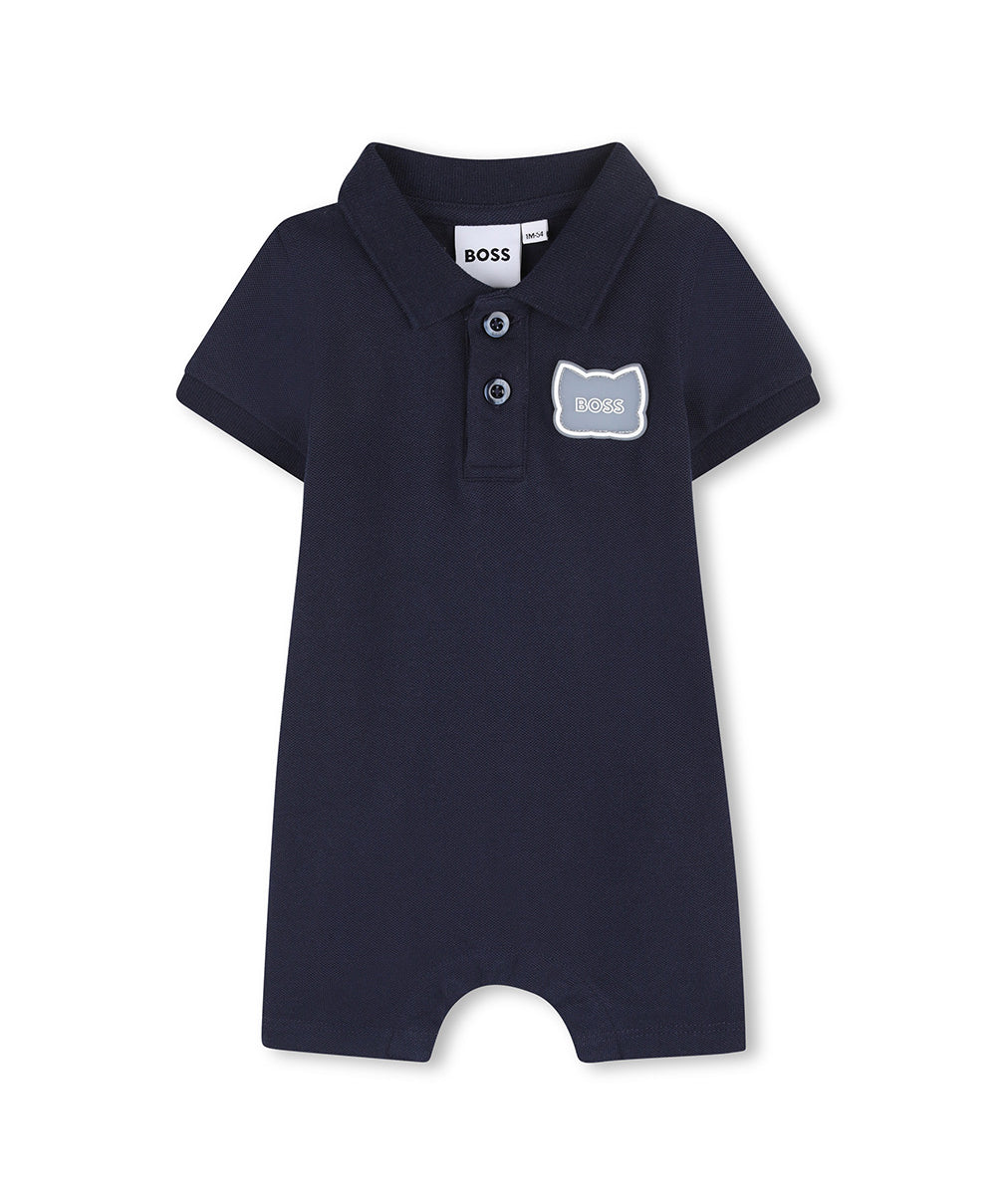 Boss Kids Tutina Blu Marine con Logo per Neonati