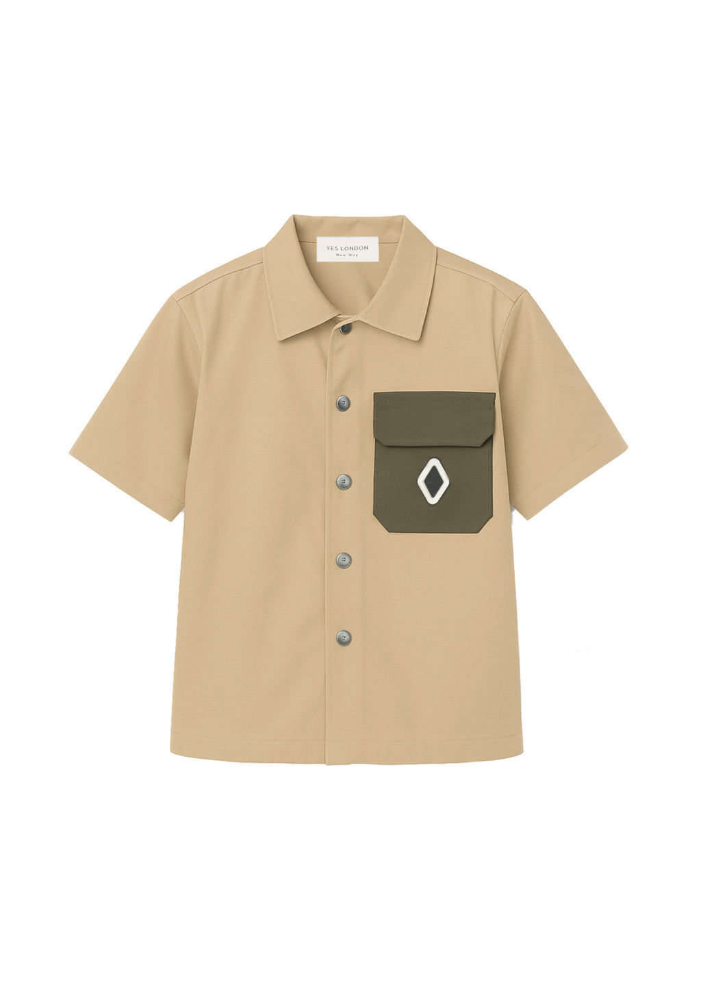Yes London Camicia Beige con Taschino per Bambini