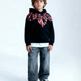 Marcelo Burlon County Of Milan Kids Felpa con Cappuccio Nera con Motivo Serpenti Rossi per Bambini