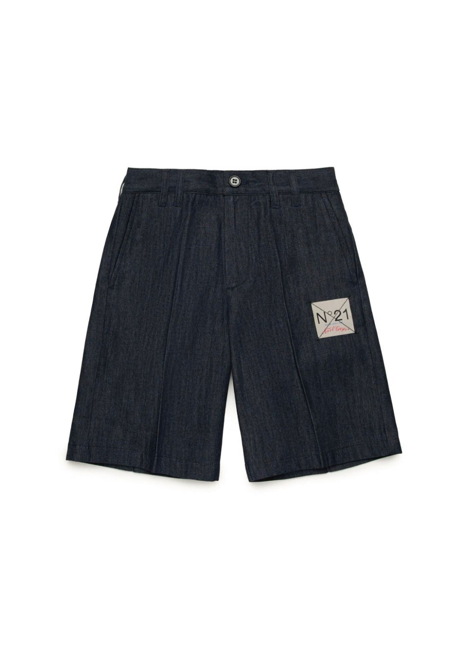 N°21 Kids Bermuda Jeans con Patch Logo per Bambini