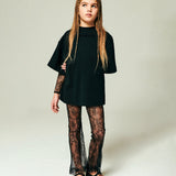 Pinko Kids Tuta in Pizzo Nera con T-shirt per Bambine